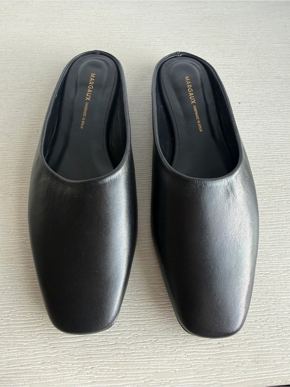 Margaux Black Leather Slip-On Mules